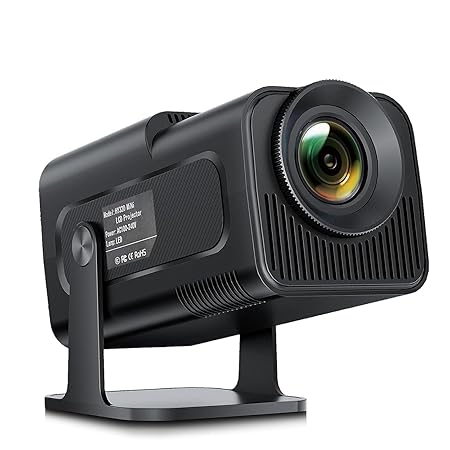 Steepify HY320 Smart Mini Projector | Android 11 | Native 1080P HD | 4K Supported | Wi-Fi 6 & Bluetooth 5.2 | Auto Keystone | 180° Rotatable | Portable Home Theater & Outdoor Projector | Black