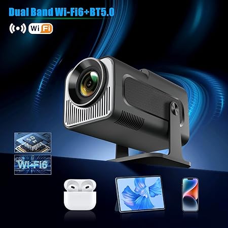 Steepify Smart SQUARE Projector 4K | Native 1080P HD | Android 11, WiFi 6 & Bluetooth 5.2 | Auto Keystone | 180° Rotatable | Portable Home Theater Projector