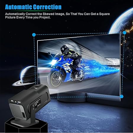Steepify HY320 Smart Projector 4K Supported | Android 11 | Native 1080P Full HD | Wi-Fi 6 | Bluetooth 5.2 | 330 ANSI | Auto Keystone | Portable Projector for Home Cinema & Gaming