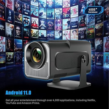 Steepify HY320 Smart Projector 4K Supported | Android 11 | Native 1080P Full HD | Wi-Fi 6 | Bluetooth 5.2 | 330 ANSI | Auto Keystone | Portable Projector for Home Cinema & Gaming