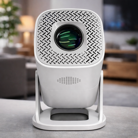 Steepify Square Smart Projector 4K & Ultra HD Supported | Android 11 | Native 1080P | WiFi 6 & Bluetooth 5.2 | Auto Keystone | 180° Rotatable | Portable Home Theater Projector | White