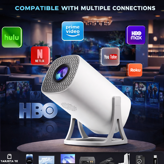 Steepify Smart SQUARE Projector 4K | Native 1080P HD | Android 11, WiFi 6 & Bluetooth 5.2 | Auto Keystone | 180° Rotatable | Portable Home Theater Projector
