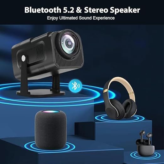 Steepify HY320 Smart Projector 4K Supported | Android 11 | Native 1080P Full HD | Wi-Fi 6 | Bluetooth 5.2 | 330 ANSI | Auto Keystone | Portable Projector for Home Cinema & Gaming