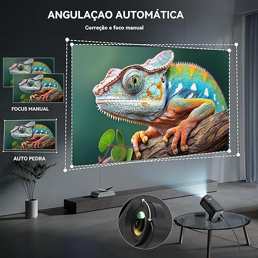 Steepify HY320 Smart Projector 4K Supported | Android 11 | Native 1080P Full HD | Wi-Fi 6 | Bluetooth 5.2 | 330 ANSI | Auto Keystone | Portable Projector for Home Cinema & Gaming