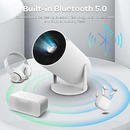 Steepify HY300 Android 12 Smart Projector | Native 1080P Full HD | 4K Video Support | WiFi 6 | Bluetooth 5.0 | Auto Keystone | Portable Projector for Home Theater, Gaming & Movies