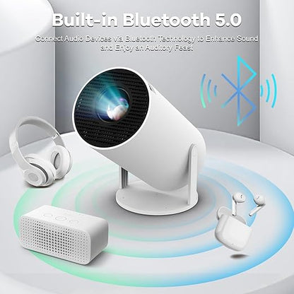 Steepify HY300 Android 12 Smart Projector | Native 1080P Full HD | 4K Video Support | WiFi 6 | Bluetooth 5.0 | Auto Keystone | Portable Projector for Home Theater, Gaming & Movies