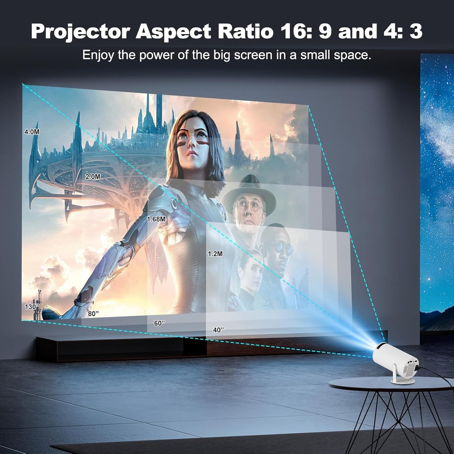 Steepify HY300 Android 11 Smart Projector | Native 1080P HD | 4K Video Support | WiFi 6 | Bluetooth 5.0 | Auto Keystone | Portable Mini Projector for Home Theater, Gaming & Movies