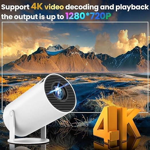 Steepify HY300 Android 11 Smart Projector | Native 1080P HD | 4K Video Support | WiFi 6 | Bluetooth 5.0 | Auto Keystone | Portable Mini Projector for Home Theater, Gaming & Movies