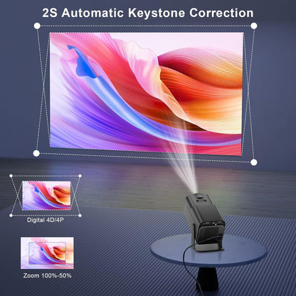 Steepify HY320 Smart Projector | Native 1080P HD & 4K Supported | Android 11 | Wi-Fi 6 & Bluetooth 5.2 | Auto Keystone | 180° Rotatable | Portable Home Theater & Outdoor Projector | Black