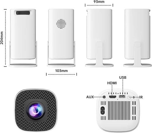 Steepify Smart SQUARE Projector 4K | Native 1080P HD | Android 11, WiFi 6 & Bluetooth 5.2 | Auto Keystone | 180° Rotatable | Portable Home Theater Projector