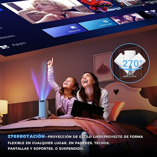 Steepify Smart SQUARE Projector 4K | Native 1080P HD | Android 11, WiFi 6 & Bluetooth 5.2 | Auto Keystone | 180° Rotatable | Portable Home Theater Projector