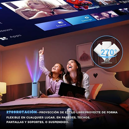 Steepify Smart SQUARE Projector 4K | Native 1080P HD | Android 11, WiFi 6 & Bluetooth 5.2 | Auto Keystone | 180° Rotatable | Portable Home Theater Projector