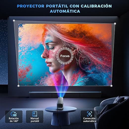 Steepify Smart SQUARE Projector 4K | Native 1080P HD | Android 11, WiFi 6 & Bluetooth 5.2 | Auto Keystone | 180° Rotatable | Portable Home Theater Projector