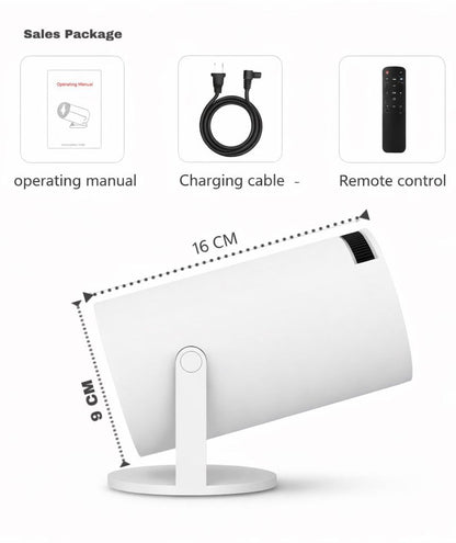 Steepify HY300 Smart Projector with Android 11 | Native 1080P HD | 4K Supported | WiFi 6 & Bluetooth 5.0 | Auto Keystone | 180° Rotatable | 130" Screen | Portable Home Theater Projector
