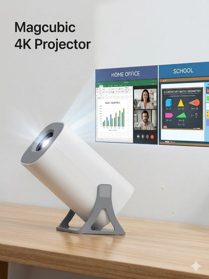 Steepify Smart SQUARE Projector 4K | Native 1080P HD | Android 11, WiFi 6 & Bluetooth 5.2 | Auto Keystone | 180° Rotatable | Portable Home Theater Projector