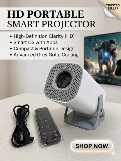 Steepify Smart SQUARE Projector 4K | Native 1080P HD | Android 11, WiFi 6 & Bluetooth 5.2 | Auto Keystone | 180° Rotatable | Portable Home Theater Projector