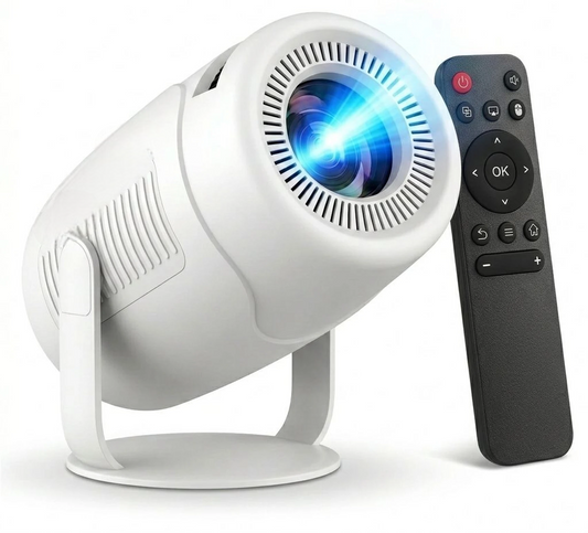 STEEPIFY Smart Projector 4K Supported with Android 14 | 1080P Native, 200 ANSI Lumens, WiFi 6, Bluetooth 5.4, Auto Keystone, Rotatable Stand | Portable Mini Projector for Home, Movies & Gaming